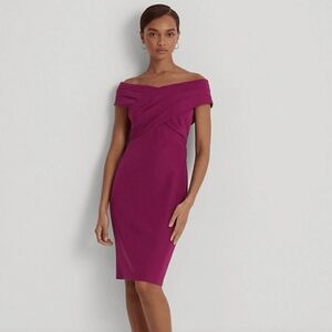 Lauren Ralph Lauren Plum Off Shoulder Dress Wedding Event Size 14 Reception